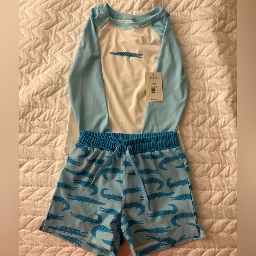 Adventurewear 360 Blue and White Crocodile Swim Set. NWT - Size 3